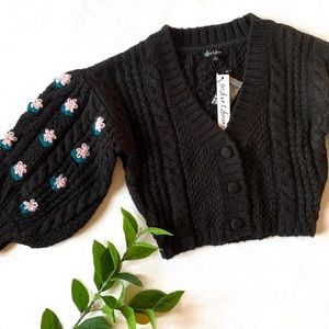 For Love and Lemons Black Savannah Sweater